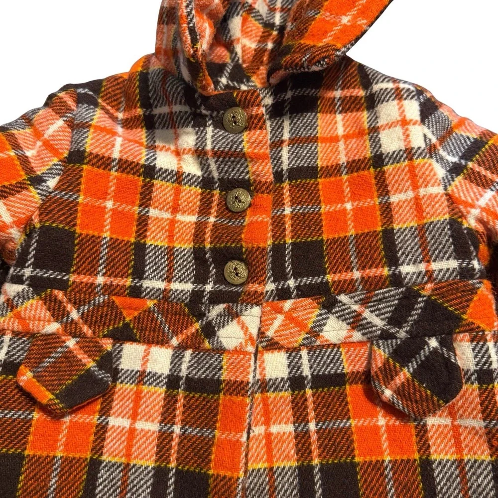 Vintage Sears Plaid‎ Hooded Coat Toddler Girls 3T Quilted Lined Fall Jacket